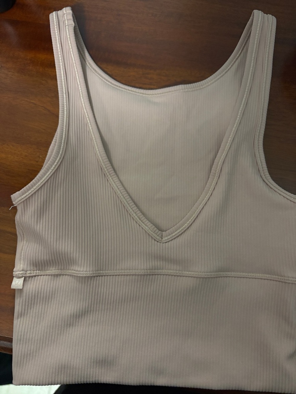 lululemon athletica Ribbed V-Neck Crop Top in Taupe